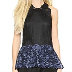 3.1 Phillip Lim Lace Peplum Sleeveless Top